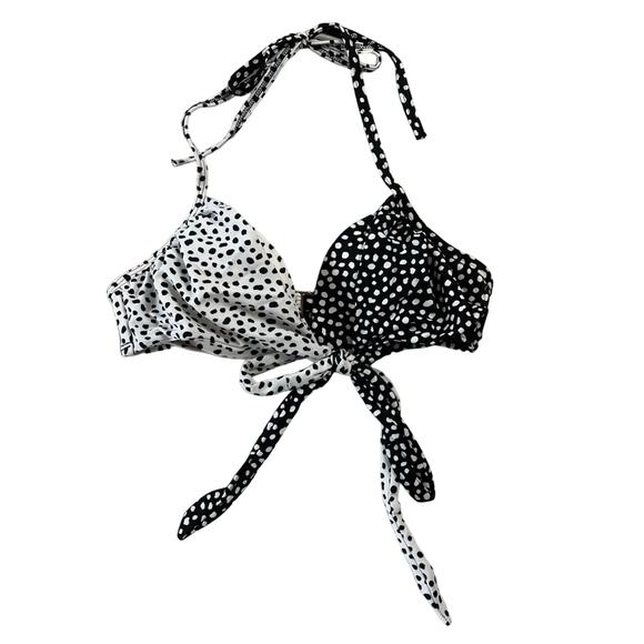 Victoria's Secret Other - Victoria's Secret Swim Suit Bikini Size 32B Top Black White Dots Underwire Retro